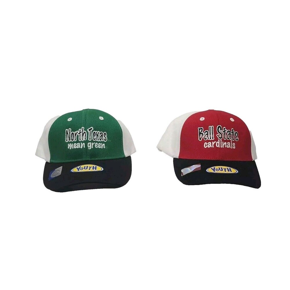 North Texas and Ball State Youth Collegiate Headwear Hat Ball Cap  NWOT